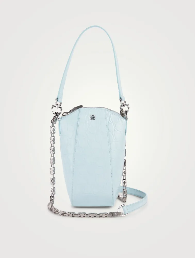 Mini Antigona Vertical Croc-Embossed Leather Crossbody Chain Bag