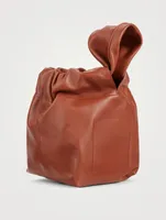 Small Drawstring Leather Clutch Bag