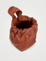 Small Drawstring Leather Clutch Bag