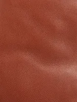 Small Drawstring Leather Clutch Bag