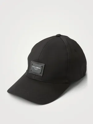 Stretch Cotton Baseball Cap With Logo Plate