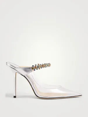 Bing 100 Clear PVC Mules With Crystal Strap