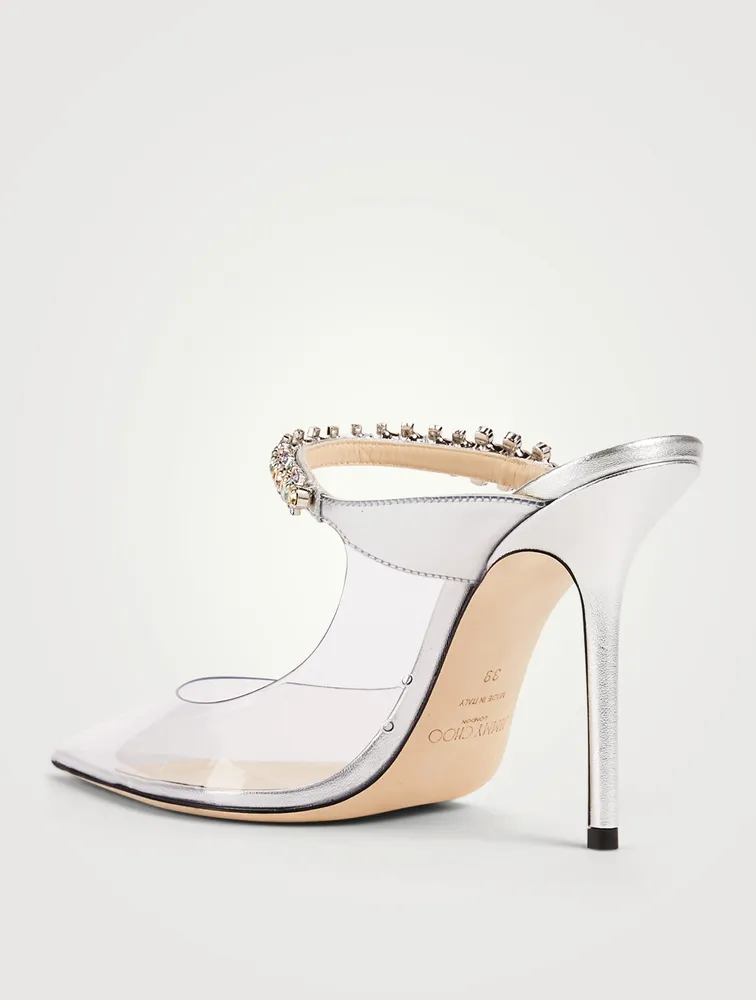 Bing 100 Clear PVC Mules With Crystal Strap