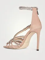 Josefine 100 Suede Heeled Sandals With Crystal Straps