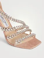 Josefine 100 Suede Heeled Sandals With Crystal Straps