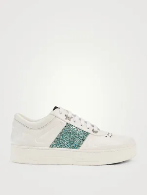 Hawaii/F Leather Sneakers With Glitter Stripe
