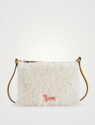 Small Shearling And Leather Crossbody Bag