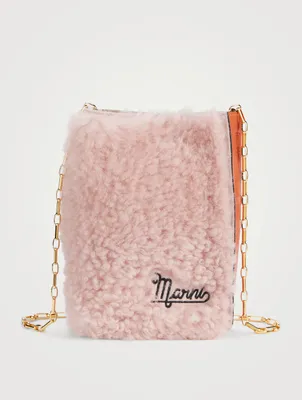 Nano Museo Shearling And Leather Chain Crossbody bag