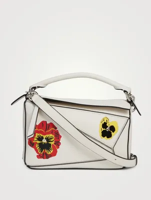 Small Puzzle Leather Bag In Pansy Print