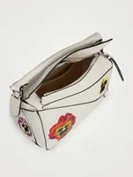 Small Puzzle Leather Bag In Pansy Print