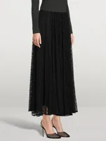 Embroidered Tulle Midi Skirt