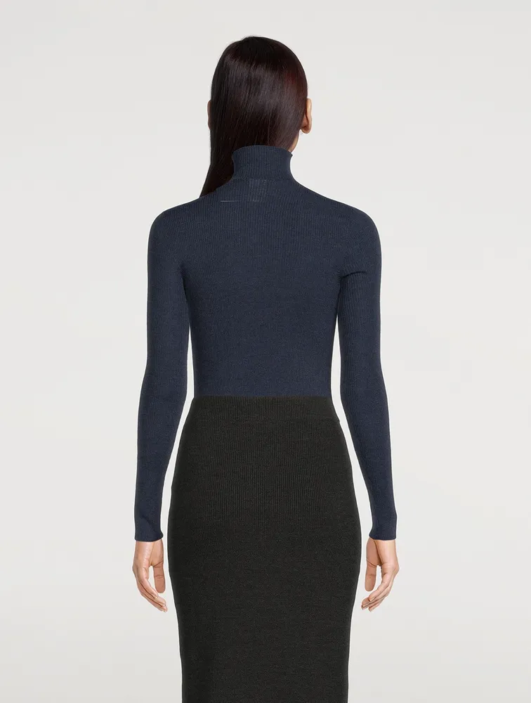 Cashmere And Silk Fine Rib Mockneck Sweater