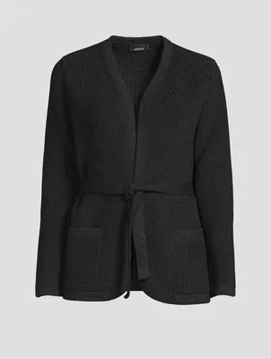 Belted Stretch Wool Cardigan