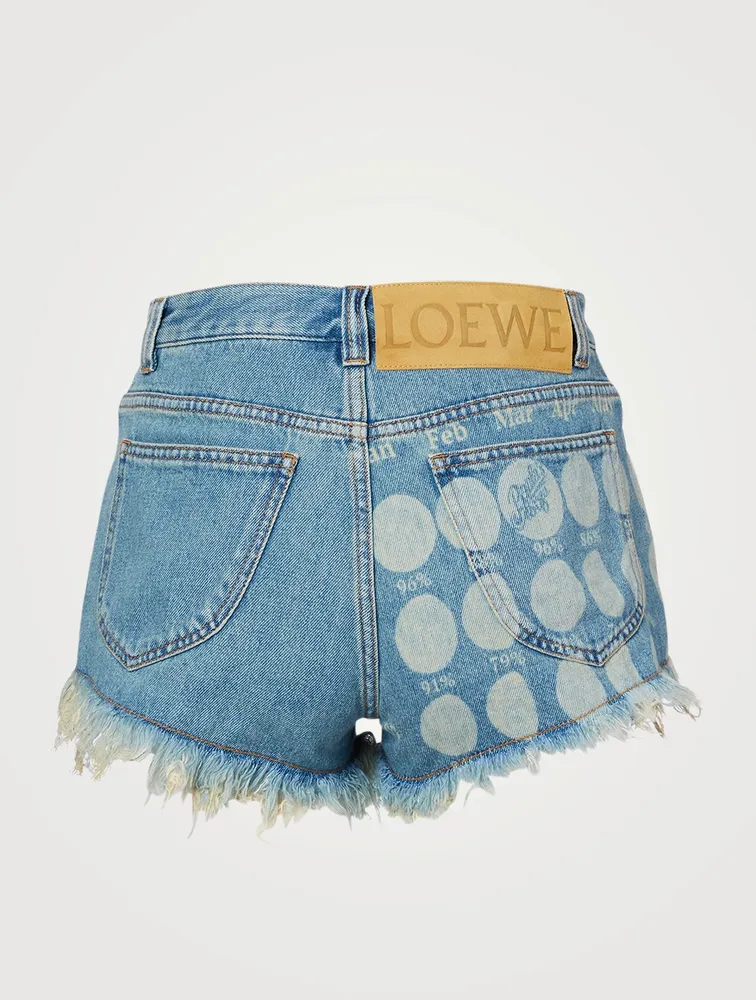 Paula's Ibiza Cut-Off Denim Shorts Moon Print