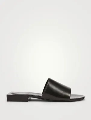 Box Leather Slide Sandals