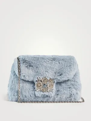 Mini RV Bouquet Strass Drape Faux Fur Clutch