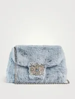 Mini RV Bouquet Strass Drape Faux Fur Clutch