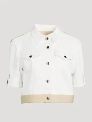 Short-Sleeve Cropped Denim Jacket