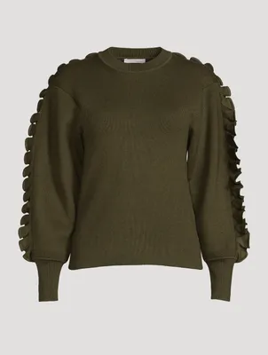 Wool-Blend Ruffle-Sleeve Sweater