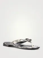 G Chain Snake-Embossed Leather Thong Sandals