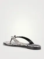 G Chain Snake-Embossed Leather Thong Sandals