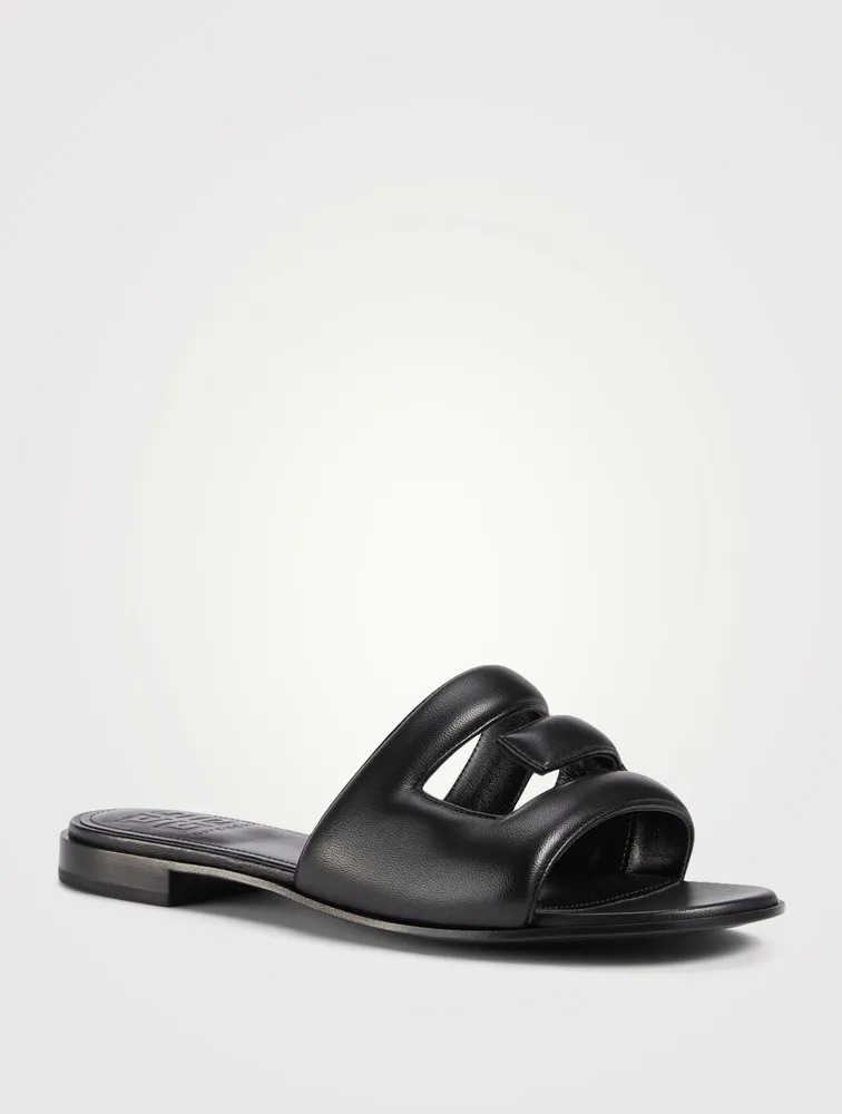 G Leather Slide Sandals