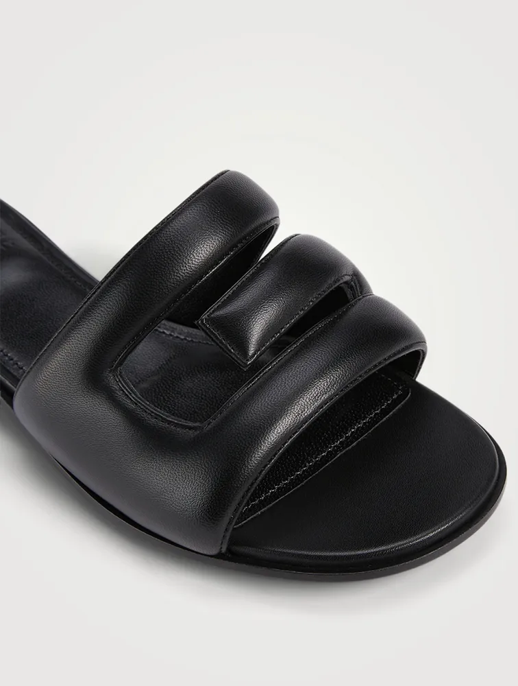 G Leather Slide Sandals