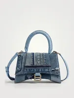 Small Hourglass Patchwork Denim Top Handle Bag