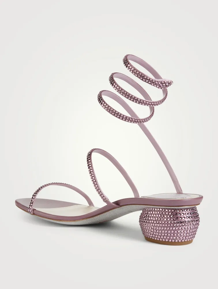 Cleo Crystal Satin Heeled Sandals