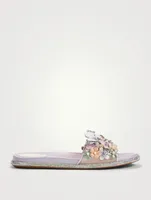 Bouquet Floral Appliqué Slide Sandals