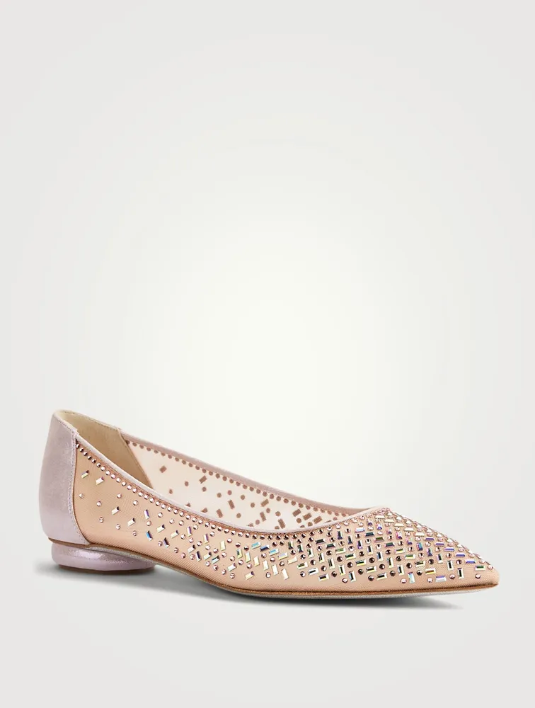 Crystal Mesh Ballet Flats