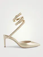 Bettie Ankle-Wrap Metallic Leather Stiletto Pumps