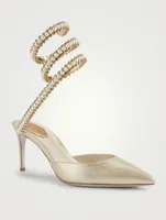 Bettie Ankle-Wrap Metallic Leather Stiletto Pumps