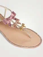 Caterina Crystal Satin Thong Sandals With Bows