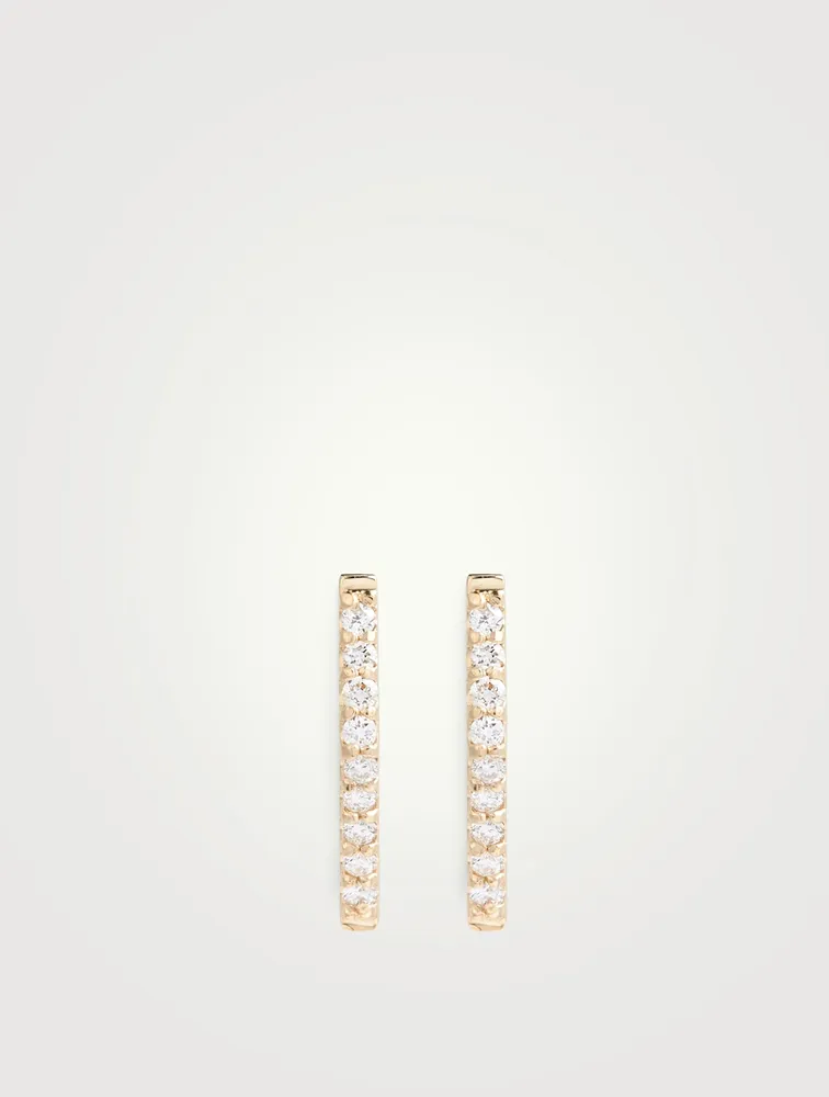 Cléo 14K Gold Geometric Huggie Hoop Earrings With Diamonds