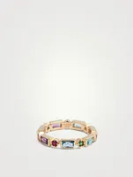 Cléo 14K Gold Geometric Baguette Ring With Multicolour Stones