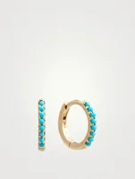 Classique 14K Gold Huggie Hoop Earrings With Turquoise