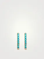 Classique 14K Gold Huggie Hoop Earrings With Turquoise