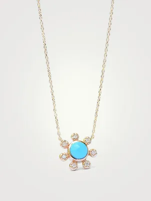 Dew Drop 14K Gold Étoile Necklace With Turquoise And Diamonds