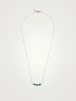 Cléo 14K Gold Baguette Trio Necklace With Emeralds