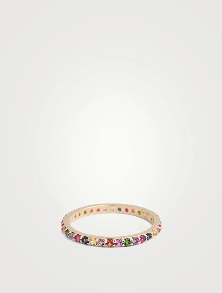 Classique 14K Gold Pavé Rainbow Eternity Band With Sapphires