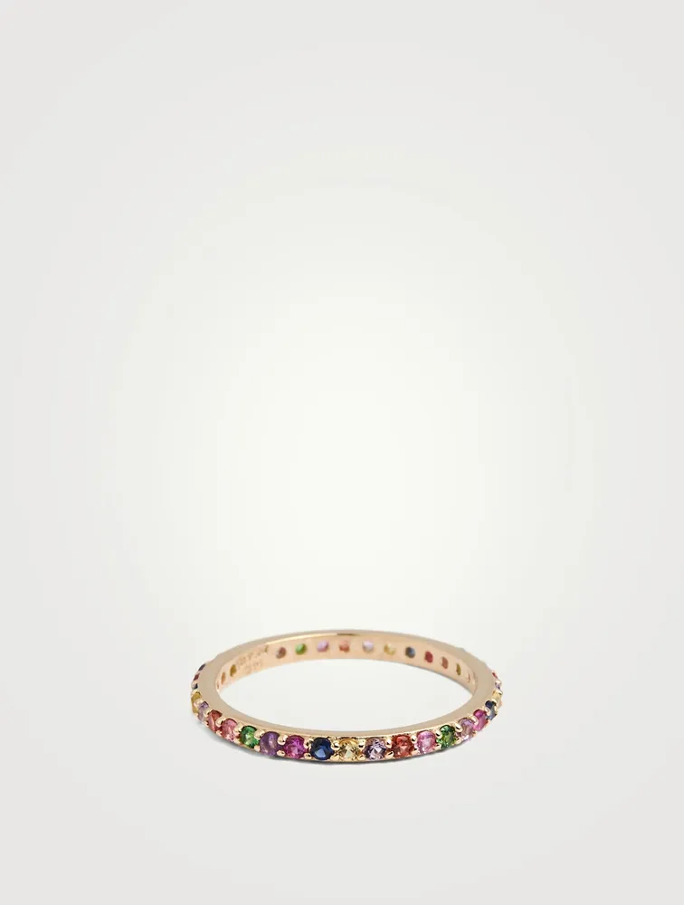 Classique 14K Gold Pavé Rainbow Eternity Band With Sapphires