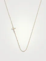 Love Letter 14K Gold Pavé Cross Necklace With Diamonds