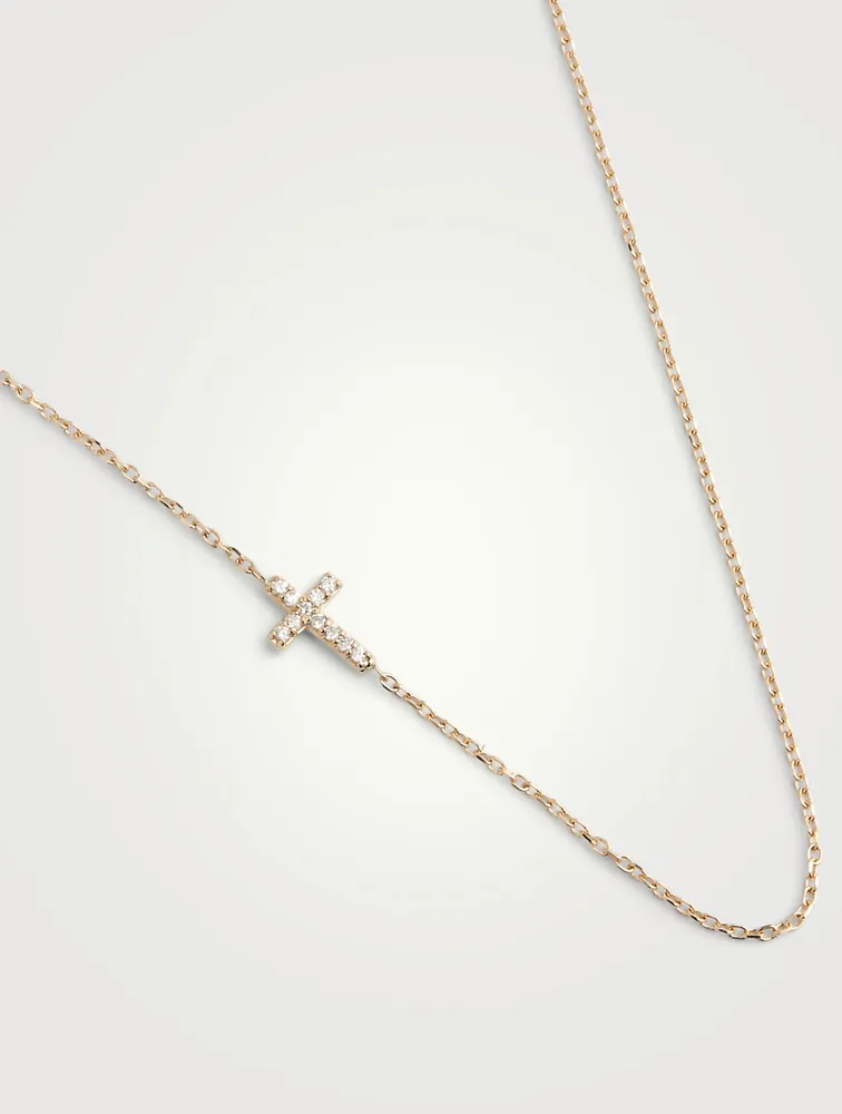 Love Letter 14K Gold Pavé Cross Necklace With Diamonds