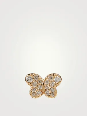 Love Letter 14K Gold Pavé Butterfly Earring With Diamonds