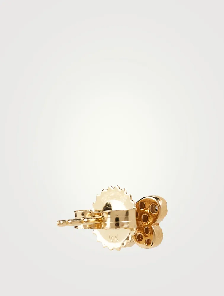 Love Letter 14K Gold Pavé Butterfly Earring With Diamonds