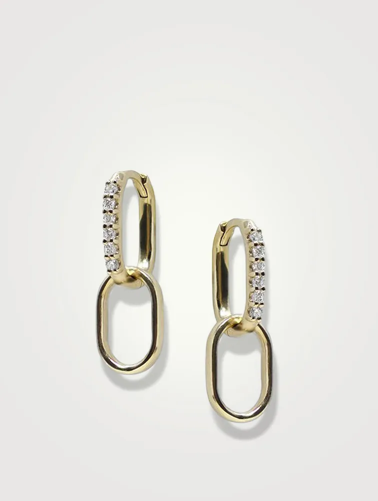 Classique 14K Gold Pavé Double Hoop Earrings With Diamonds