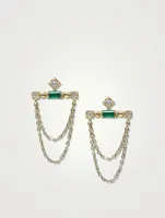 Cléo 14K Gold Bar Chain Earrings With Emeralds And Diamonds