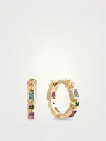 Cléo 14K Gold Geometric Eternity Huggie Hoop Earrings With Multicolour Sapphires