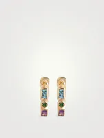 Cléo 14K Gold Geometric Eternity Huggie Hoop Earrings With Multicolour Sapphires